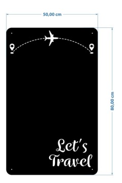 Настенная магнитная доска 80х50 см Черная магнитная доска для путешествий