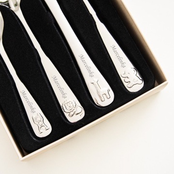 Детские столовые приборы Годик. Гравировка на День Рождения. Пожелания.