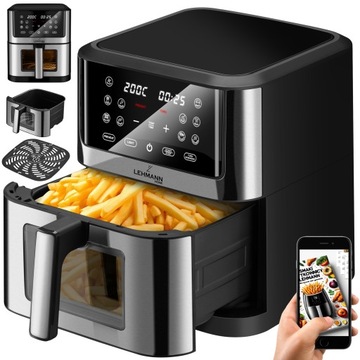 FRYTKOWNICA BEZTŁUSZCZOWA AIR FRYER FRYTOWNICA DUŻA 12 PROGRAMÓW 8l 1800W