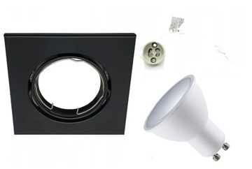 ZESTAW OPRAWA HALOGENOWA KWADRATOWA CZARNA EDO +ŻARÓWKA LED