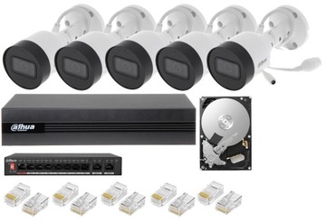 Zestaw System Monitoringu IP Dahua 5 Kamer 5MPX dysk rejestrator 8 kanałów