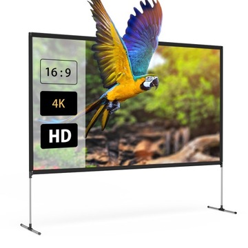 DUŻY PRZENOŚNY EKRAN PROJEKCYJNY 100'' STABILNY STOJAK 4K 16:9