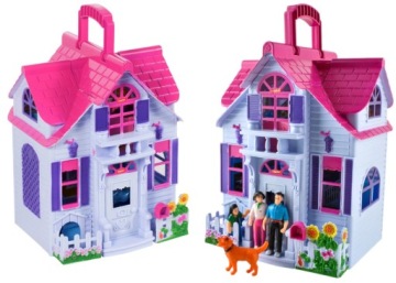 БОЛЬШОЙ СКАЗОЧНЫЙ КУКОЛЬНЫЙ ДОМИК ВИЛЛА МЕБЕЛЬ ДЛЯ ВСЕЙ СЕМЬИ СОБАКА СКЛАДНАЯ ПЛАСТИКОВАЯ