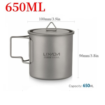 650ml Lixada tytanowy garnek Camping kubek wody ku