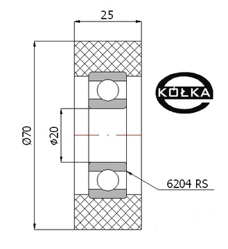 ПОЛИУРЕТАНОВЫЙ ПРИЖИМНЫЙ РОЛИК диаметром 70 мм