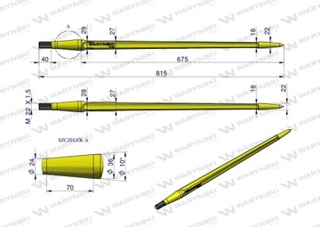 Ząb ładowacza uniwersalny Z L- 880 mm zastosowanie 5193-FT88N Tur WARYŃSKI