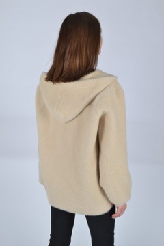 Kurtka sweter płaszczyk z kapturem alpaka zamek