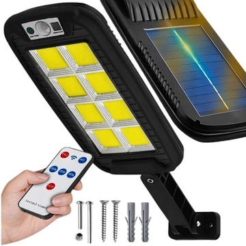 LAMPA SOLARNA LED Z CZUJNIKIEM RUCHU I ZMIERZCHU ZEWNĘTRZNA + PILOT 600W