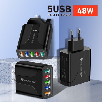 Nowa ładowarka 5USB szybkie ładowanie telefonu k