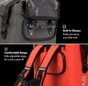 WODOSZCZELNA TORBA ROHTAR 3 w 1 sakwa torba plecak rowerowa 18l czarna