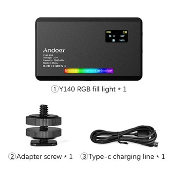 Светодиодная видеолампа Andoer Y140 RGB перезаряжаемая