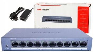 Switch PoE 8x PoE pro kamery Hikvision 60W 10/100Mb