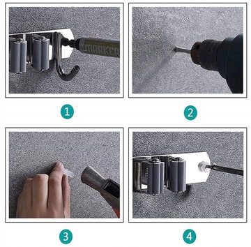 WIESZAK UCHWYT NA SZCZOTKI MIOTŁY MOPY I ŚCIERKI 56cm