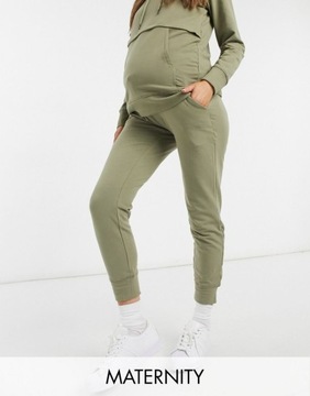 MAMALICIOUS MATERNITY SPODNIE DRESOWE KHAKI S VAA