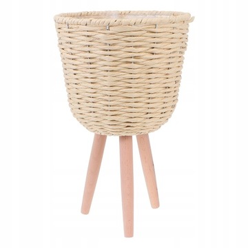 Rattanowa donica podłogowa w stylu boho,