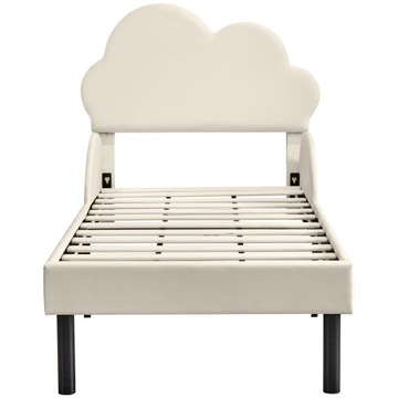 Мягкая односпальная кровать 90х200см с бежевым бархатом