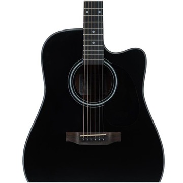 Акустическая гитара SAGA с вырезом - ель - черная
