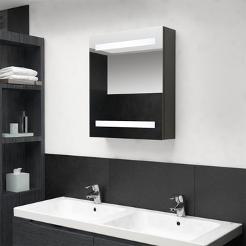 SZAFKA ŁAZIENKOWA Z LUSTREM I LED ANTRACYTOWA 50X14X60CM