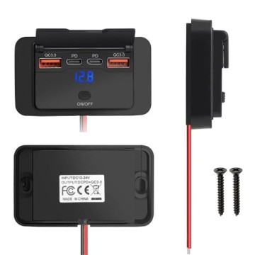 Автомобильная розетка 12V 24V 4 USB PD QC 3.0 ON OFF 96W flap