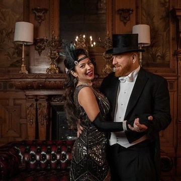 НАБОР РЕТРО 20-Х ГОДОВ ЖЕНСКАЯ ПОВЯЗКА НА ГОЛОВУ С БУСАМИ DISPOSSIEM CARNIVAL BALL