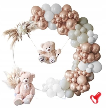 RÓŻOWA BIAŁA GIRLANDA BALONOWA XXL URODZINY CHRZEST ROCZEK 114szt + GRATIS