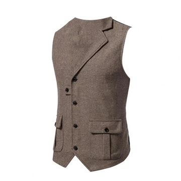 Мужской костюм, жилет, однотонный жилет с отложным воротником, пальто