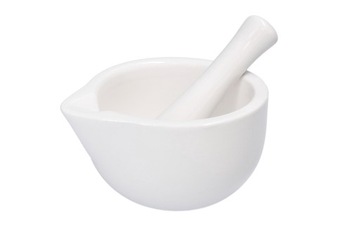 МОРТА ДЛЯ СПЕЦИЙ И ТРАВ, БЕЛАЯ С ПЕСТИКОМ, ВЫСОКОКАЧЕСТВЕННЫЙ ФАРФОР 10 СМ