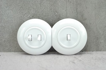 белая средняя рамка для круглой розетки, круглая фурнитура, лофт ретро ХИТ