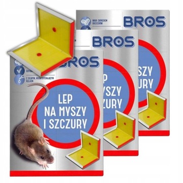 PUŁAPKA LEPOWA KLEJ LEP SZCZURY MYSZY BROS 3szt