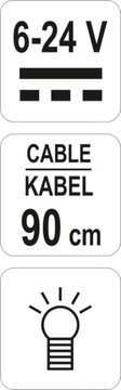 АВТОМОБИЛЬНЫЙ ТЕСТЕР НАПРЯЖЕНИЯ 6-24 В, КАБЕЛЬ 90 СМ