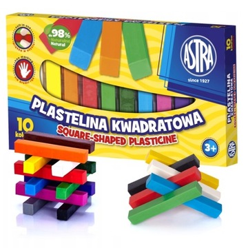 PLASTELINA KWADRATOWA ASTRA 10 KOLORÓW POLSKA
