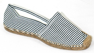 Klasyczne wsuwane espadryle sznurkowe płócienne wzór w paski 36