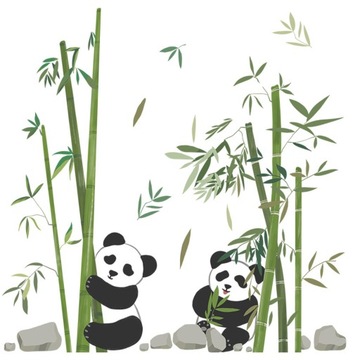 NAKLEJKA NA ŚCIANĘ PANDA W TLE PTAKA UDERZA ZWIERZĘ