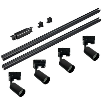 Lampy Szynowe do Kuchni x4 + Szynoprzewód 3 Fazowy