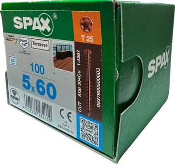 SPAX WKRĘTY DO DESKI TARASOWEJ 5x60 mm 100 SZT