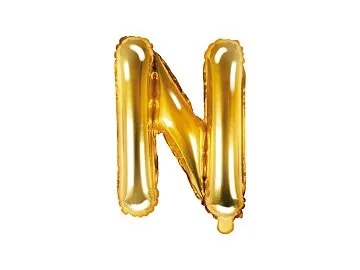 BALON FOLIOWY ZŁOTY LITERA N 35 CM 14''
