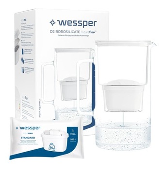Dzbanek filtrujący szklany Wessper D2 BOROSILICATE 3,3l Biały + 1 x wkład