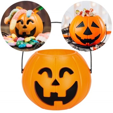 TOREBKA HALLOWEEN WIADERKO POJEMNIK NA CUKIERKI WOREK DYNIA TORBA DEKORACJA
