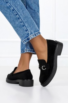 МОКАСИНЫ, ОБУВЬ, ЖЕНСКАЯ ОБУВЬ С ПРЯЖКОЙ, КОЖАНАЯ Стелька, ЧЕРНАЯ НОВАЯ r 40