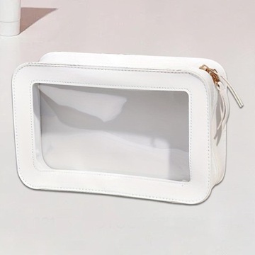 Прозрачная и водонепроницаемая дорожная косметичка с прозрачным окошком, белая