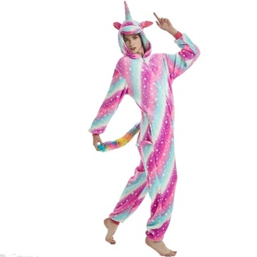 PIŻAMA KIGURUMI ONESIE JEDNOROŻEC GALAXY DARK PRZEBRANIE KOMBINEZON ROZ. S