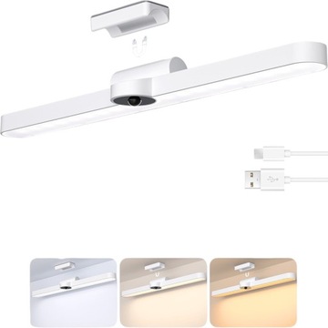 LAMPKA NOCNA BEZPRZEWODOWA LED BIURKOWA MAGNETYCZNA DOTYKOWA 2000mAh BIAŁA