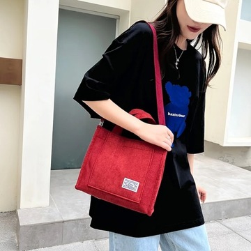 Vintage Corduroy Tote Bag Retro Crossbody Messeng