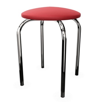 Taboret stołek kuchenny tapicerowany CHICO chrom C2 czerwony Nowy Styl