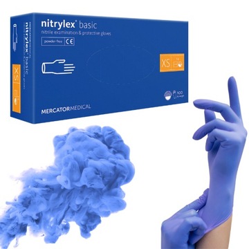 Rękawiczki MERCATOR NITRYLEX BASIC rękawice niebieskie BLUE r.XS 100 szt.