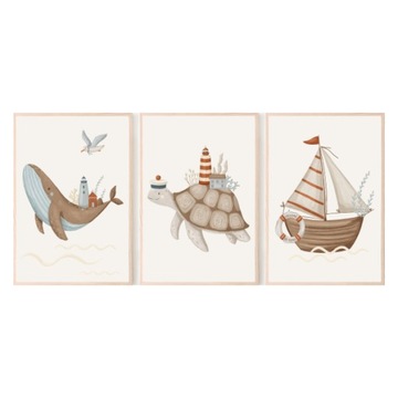Zestaw 3 plakaty A4 Morskie przygody ocean nr.3