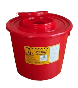 Pojemnik na odpady medyczne 3,5L czerwony okrągły