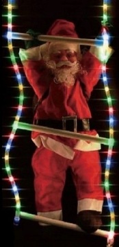 MIKOŁAJ NA ŚWIECĄCEJ DRABINIE WSPINAJĄCY WĄŻ 100cm