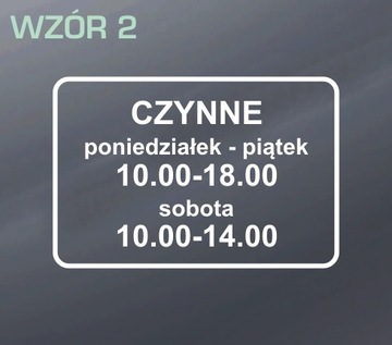 Naklejka godziny otwarcia 30x20cm różne kolory