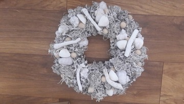 Венок-украшение 36 см, ракушки беленые, новый